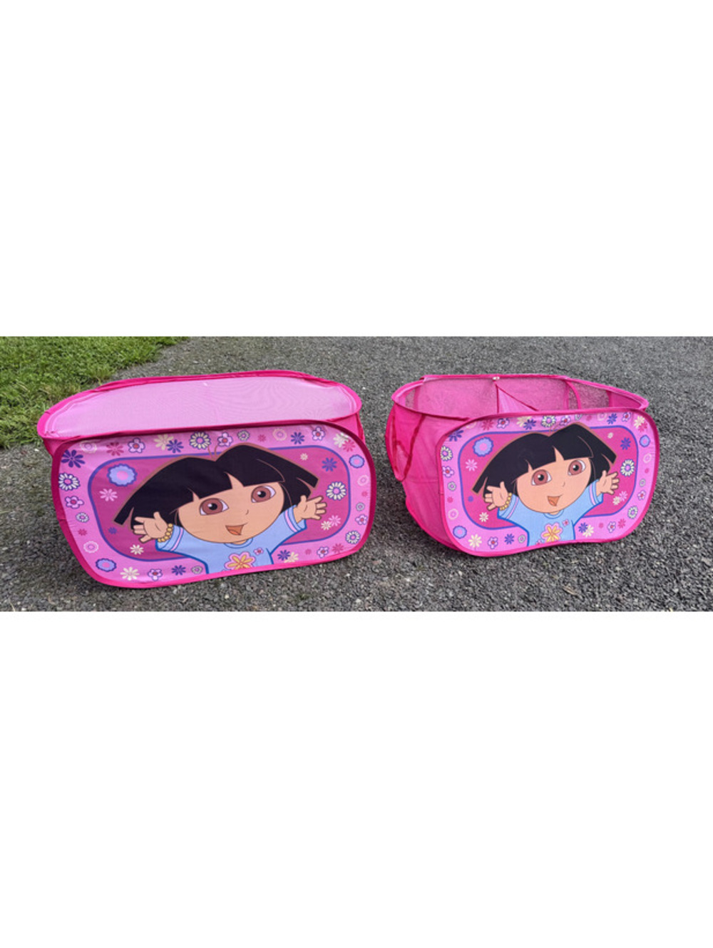 2 Y2K 2006 Dora the Explorer Mesh Storage Baskets with Lid and Divider